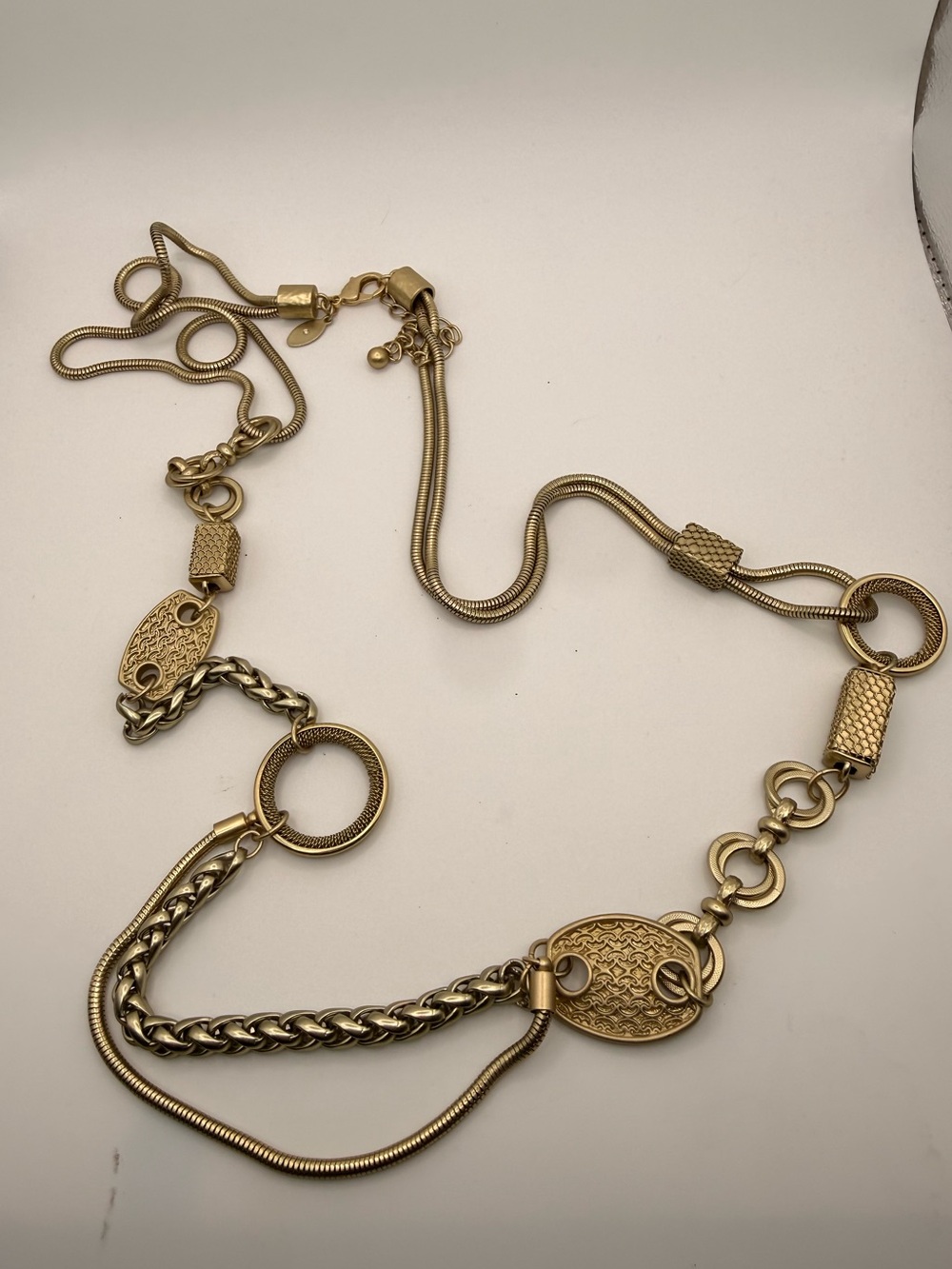 Chico’s 43” Gold Tone Mixed Chain Long Statement Necklace